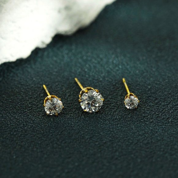 REIGN 3-Pair Zirconia Gemstone Earrings Stud Set - Picture 5 of 5